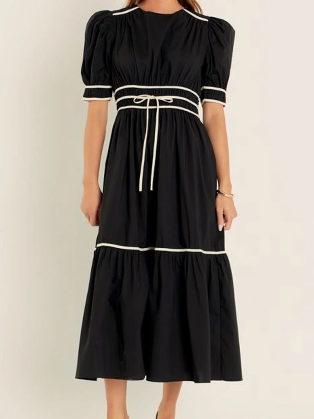 English Factory Black Dress with White Contrast Trim